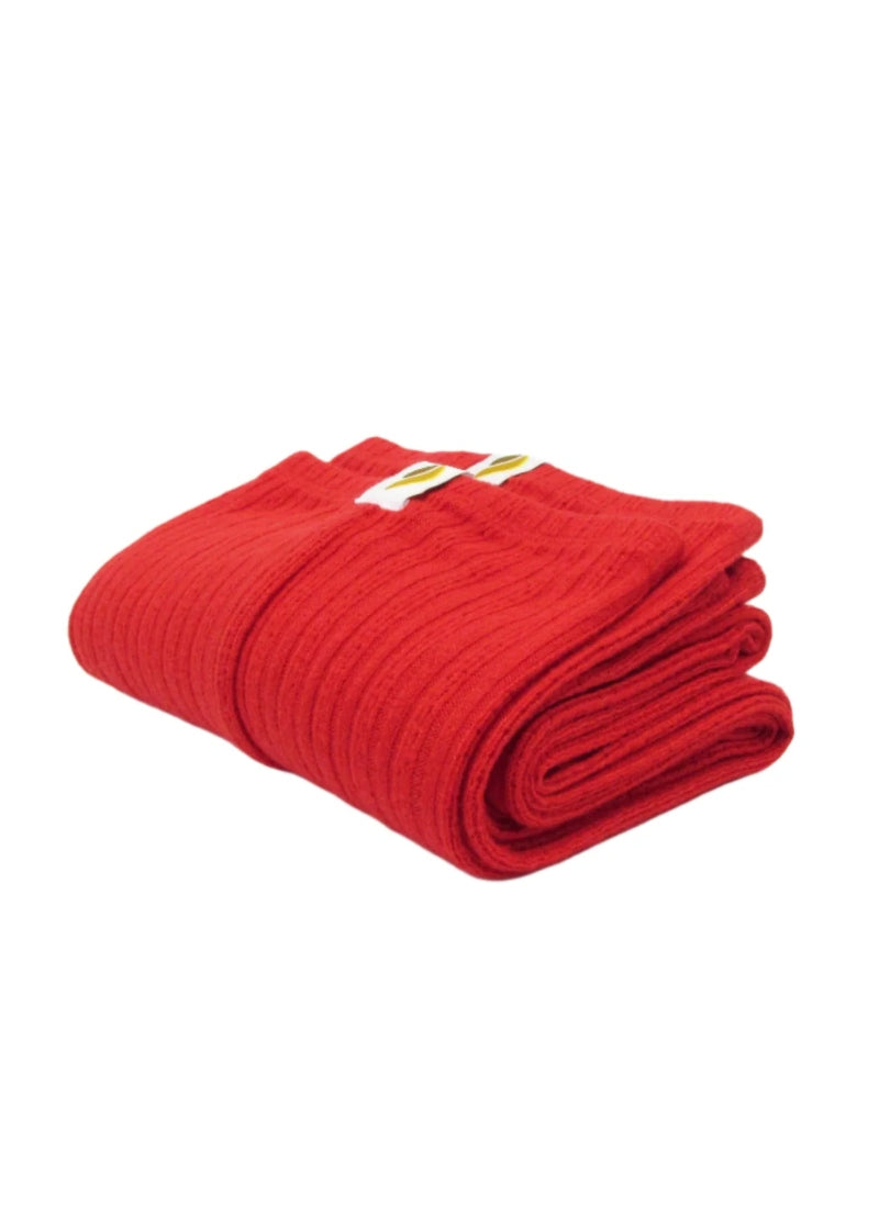 RubiaWear full-length ribbed-knit legwarmers in Poppy bright red
