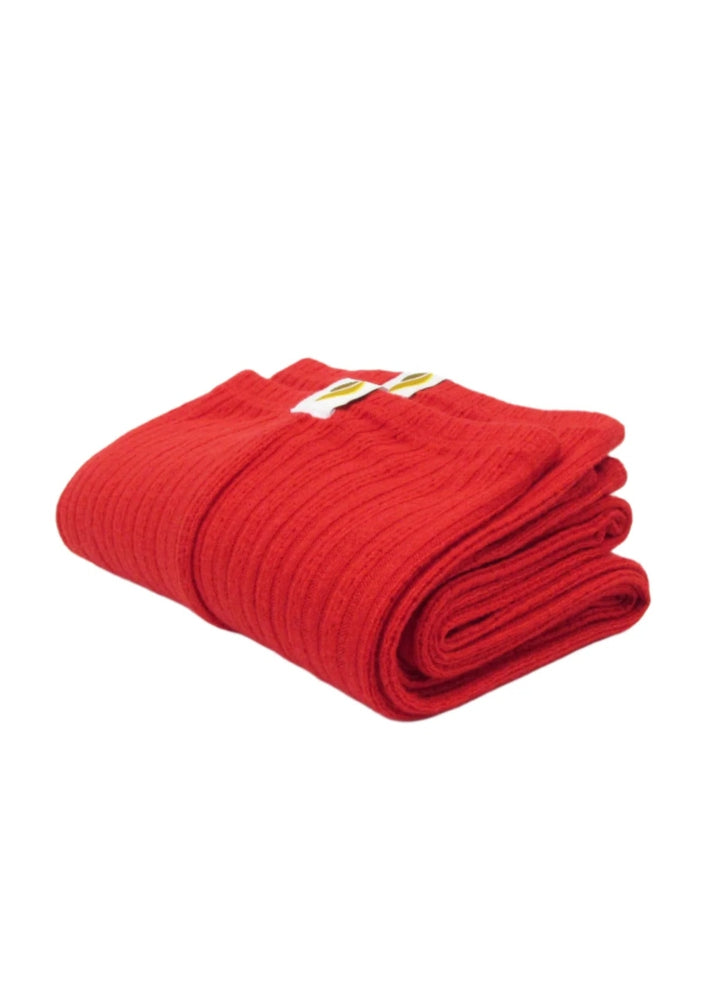 RubiaWear full-length ribbed-knit legwarmers in Poppy bright red