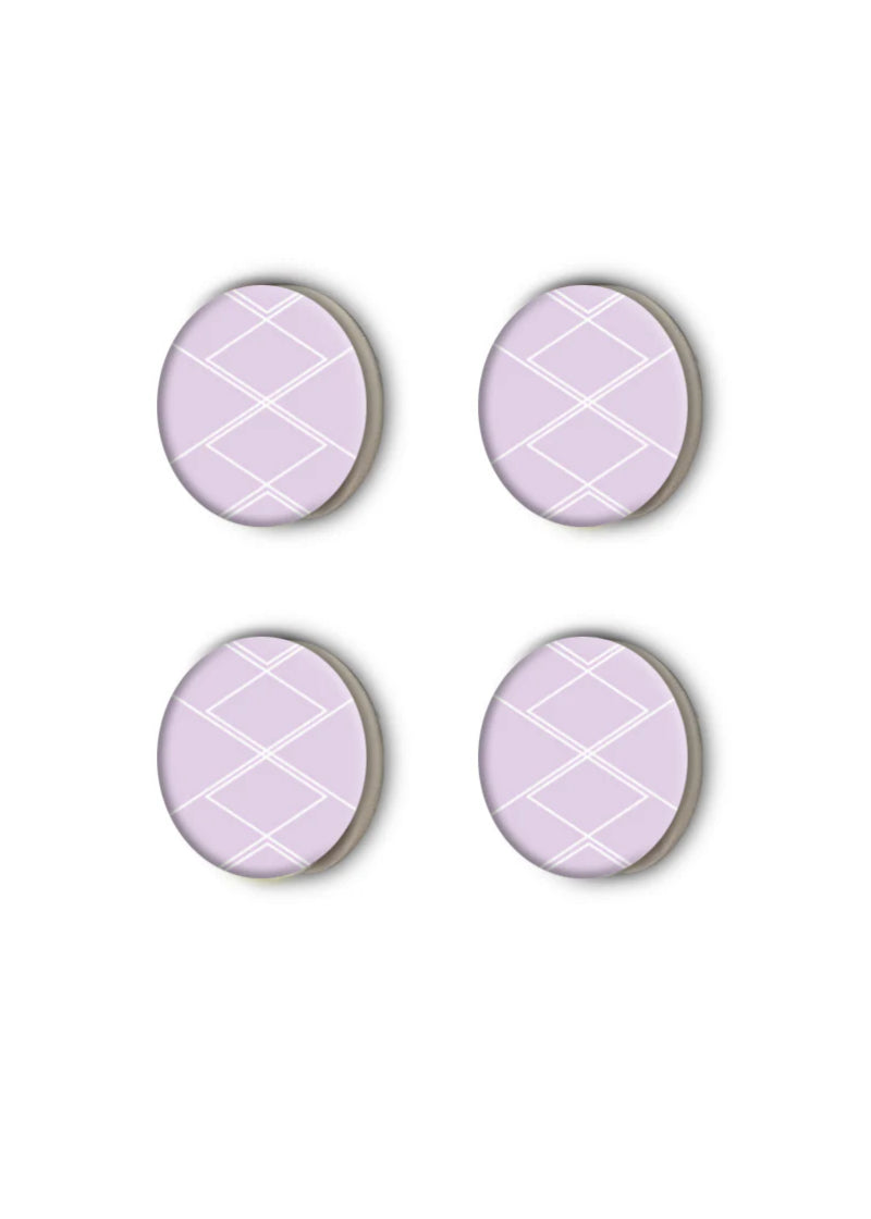 Mini LinK Magnetic Number Holders (4-pk) in Heckla (a lilac/white geometric print)