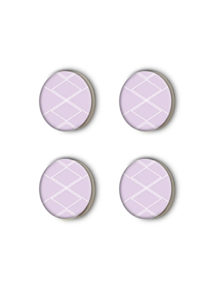 Mini LinK Magnetic Number Holders (4-pk) in Heckla (a lilac/white geometric print)