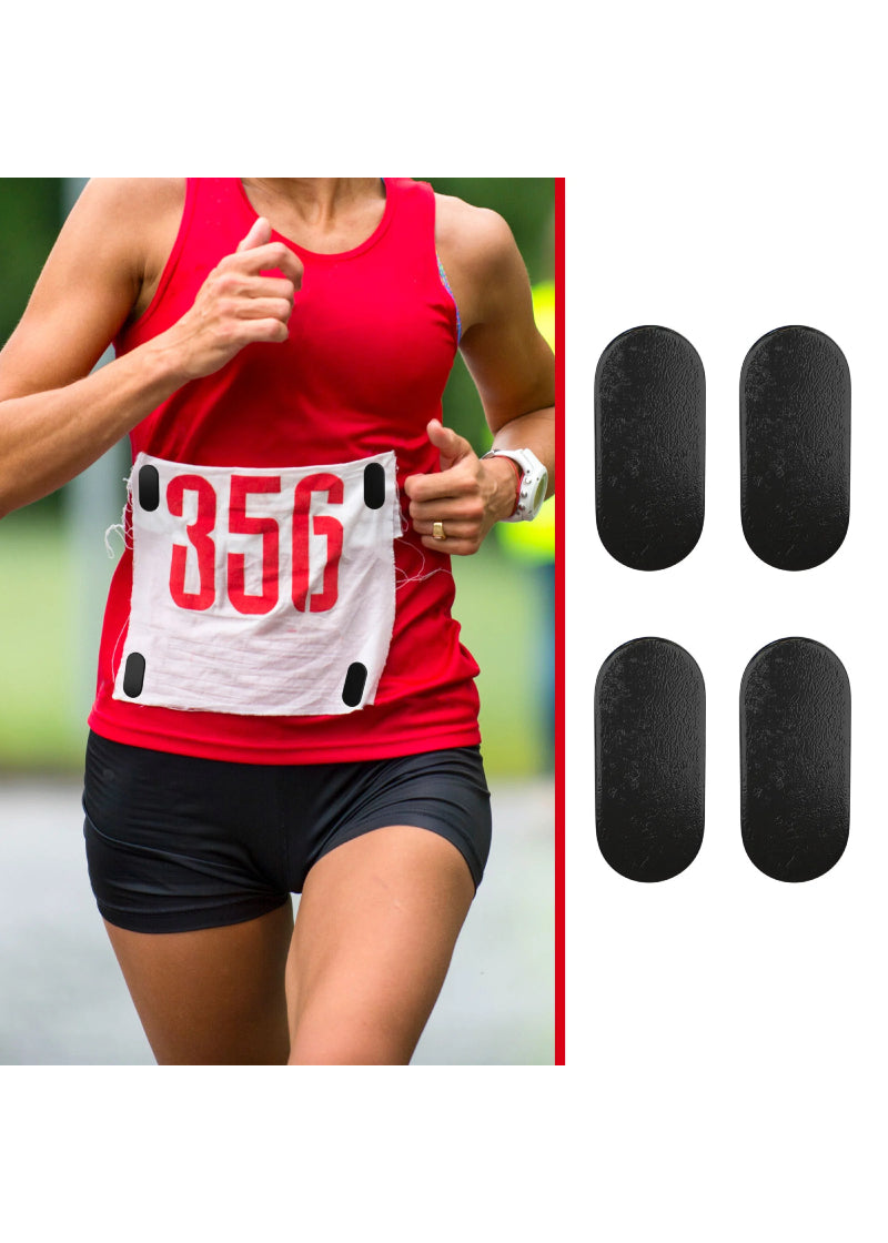 Pro LinK Magnetic Number Holders (4-pk) shown on a marathon runner