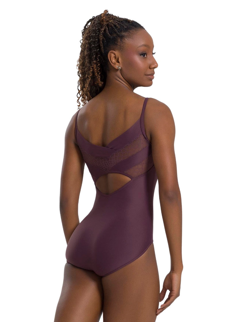 So Danca BY64 Ravena brown camisole leotard with keyhole back and mesh panels