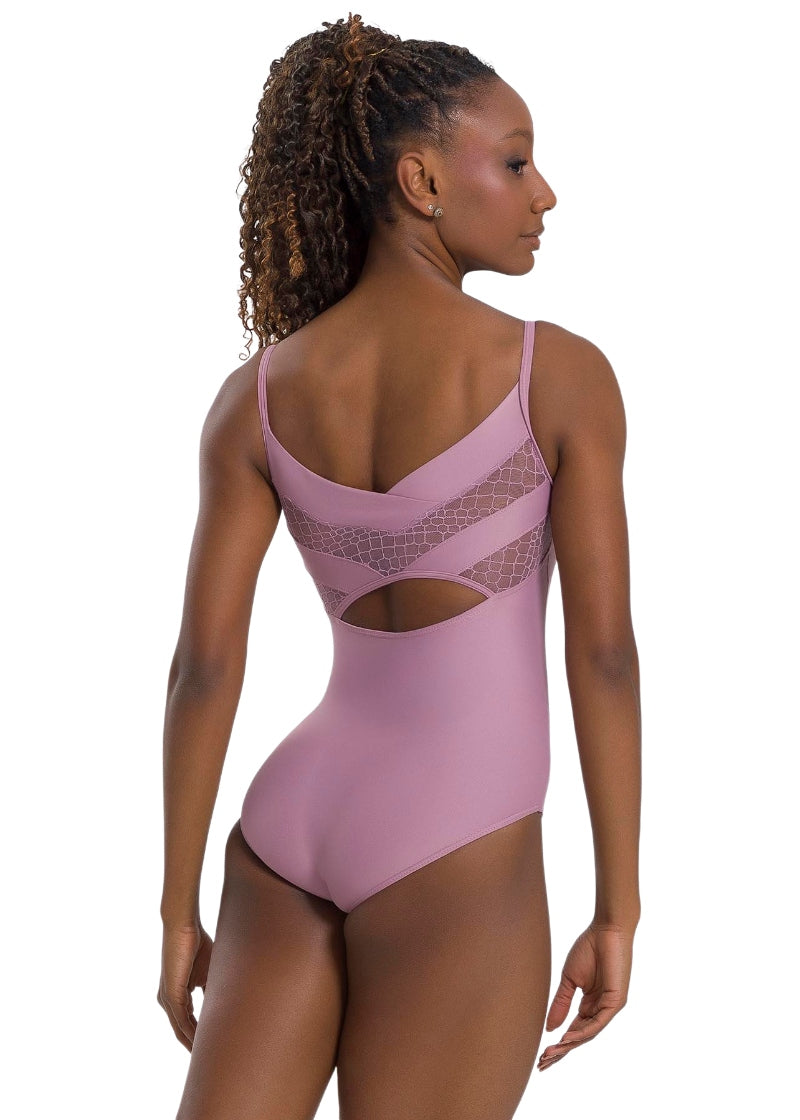 So Danca BY64 Ravena mauve camisole leotard with keyhole back and mesh panels