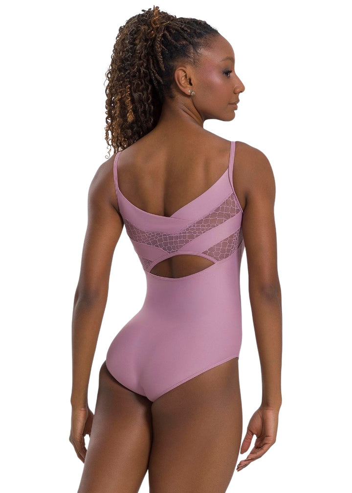So Danca BY64 Ravena mauve camisole leotard with keyhole back and mesh panels