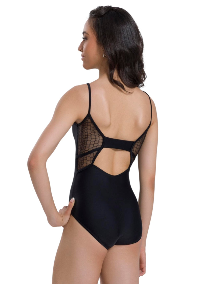 So Danca BY65 Dalila black camisole leotard with keyhole back and mesh panels