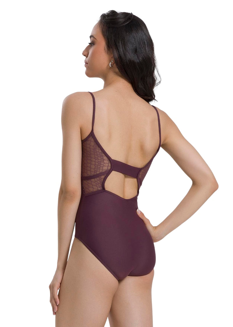 So Danca BY65 Dalila brown camisole leotard with keyhole back and mesh panels