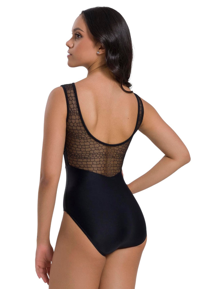 So Danca BY68 Sueli black tank leotard with mesh back panel