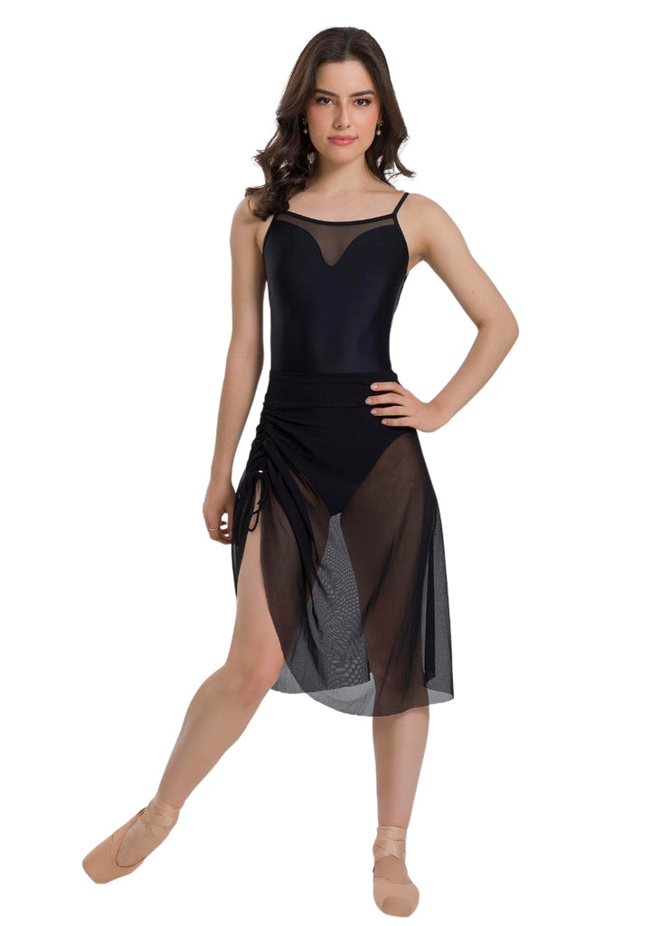 Alicia Asymmetrical Cinch Pull-On Skirt (Black) – Allegro Dance