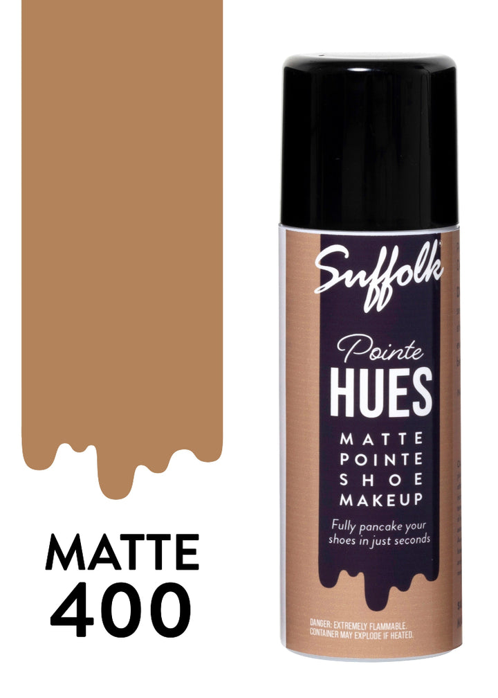 Suffolk 1598 Pointe Hues Matte Pointe Shoe Makeup Pancaking Spray in light caramel brown Matte 400