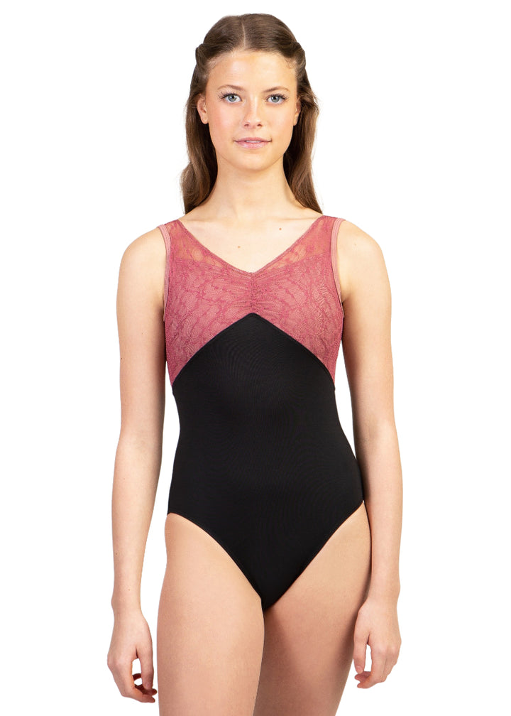 Chateau Lace Pinch Front Tank Leotard (Pink)