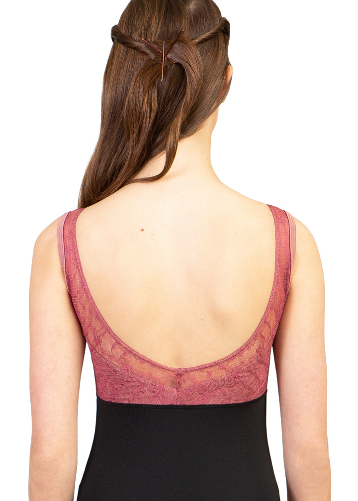 Chateau Lace Pinch Front Tank Leotard (Pink)