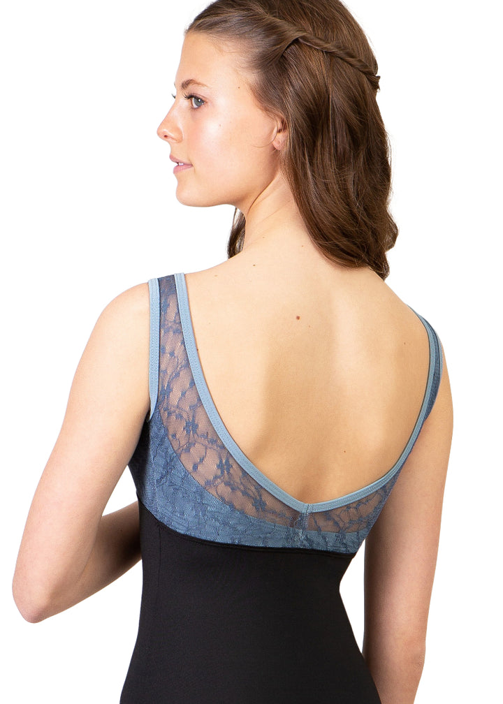 Chateau Lace Illusion Tank Leotard (Blue)