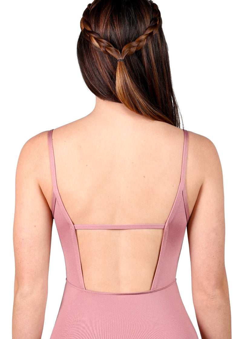 Suffolk 2836A camisole leotard in pink with square back and cross-back strap