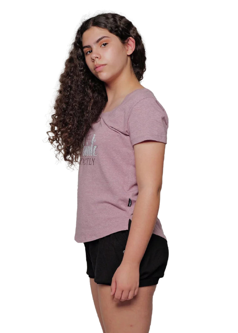 Sugar and Bruno F2023 My Pointe Exactly Women's T-Shirt in Canyon Rose Pink with side slits