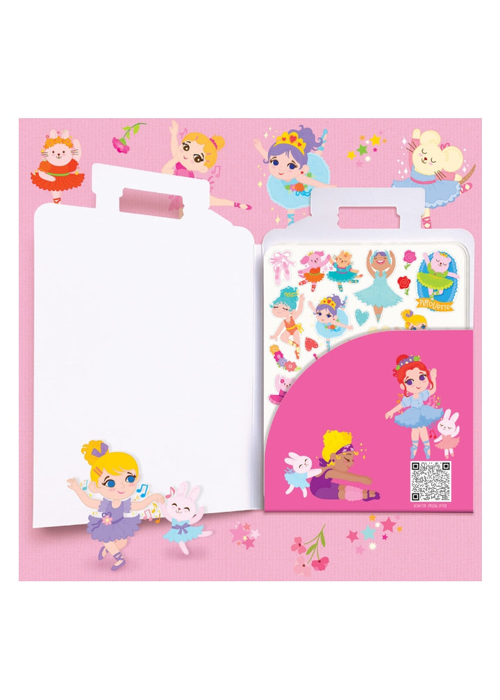 sticker set interior featuring single pocket holding sticker sheets