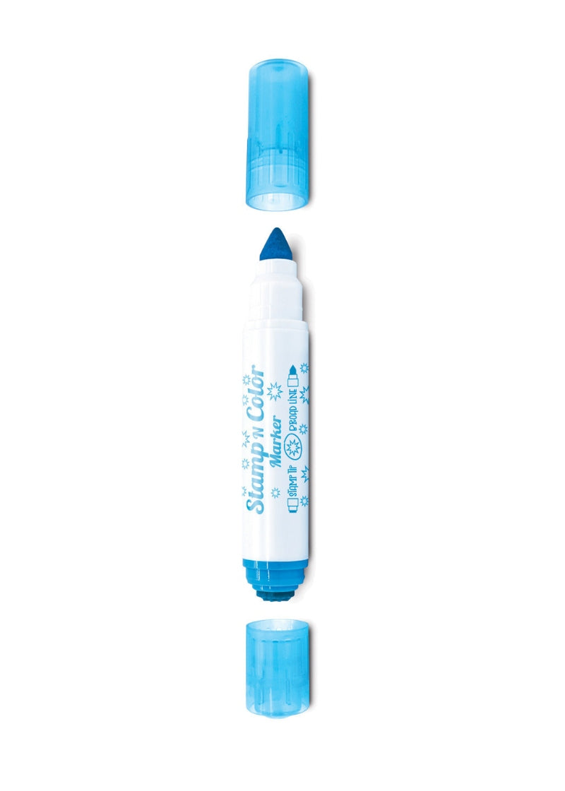 blue stamping marker showing coloring and stamping end