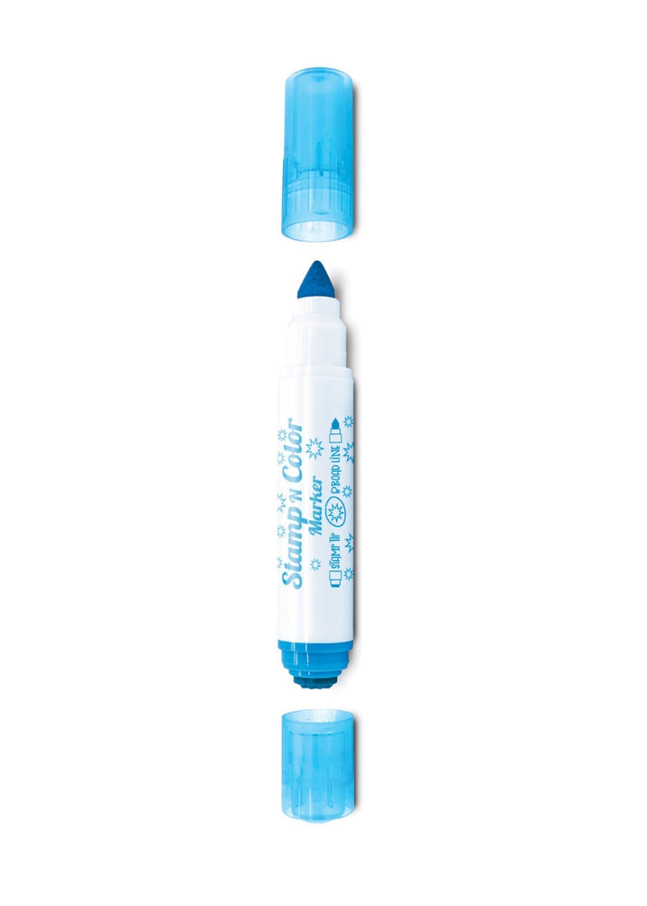 blue stamping marker showing coloring and stamping end