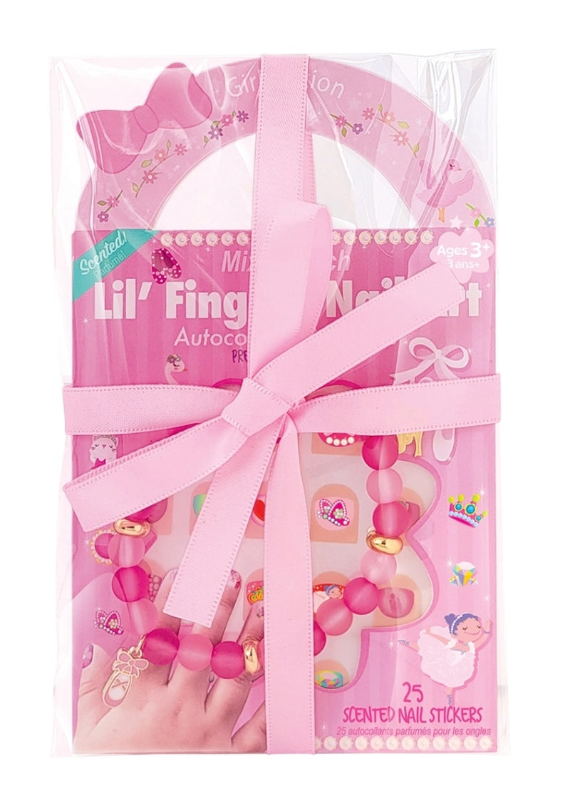 The Piggy Story J7224GS Ballet Bracelet and Nail Sticker Gift set with ballet-themed nail stickers of various sizes