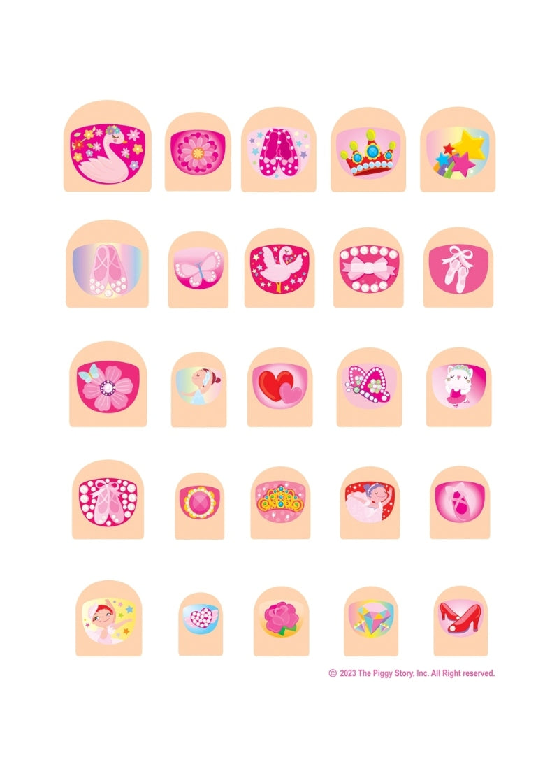 The Piggy Story J7224GS Ballet Bracelet and Nail Sticker Gift set with ballet-themed nail stickers of various sizes