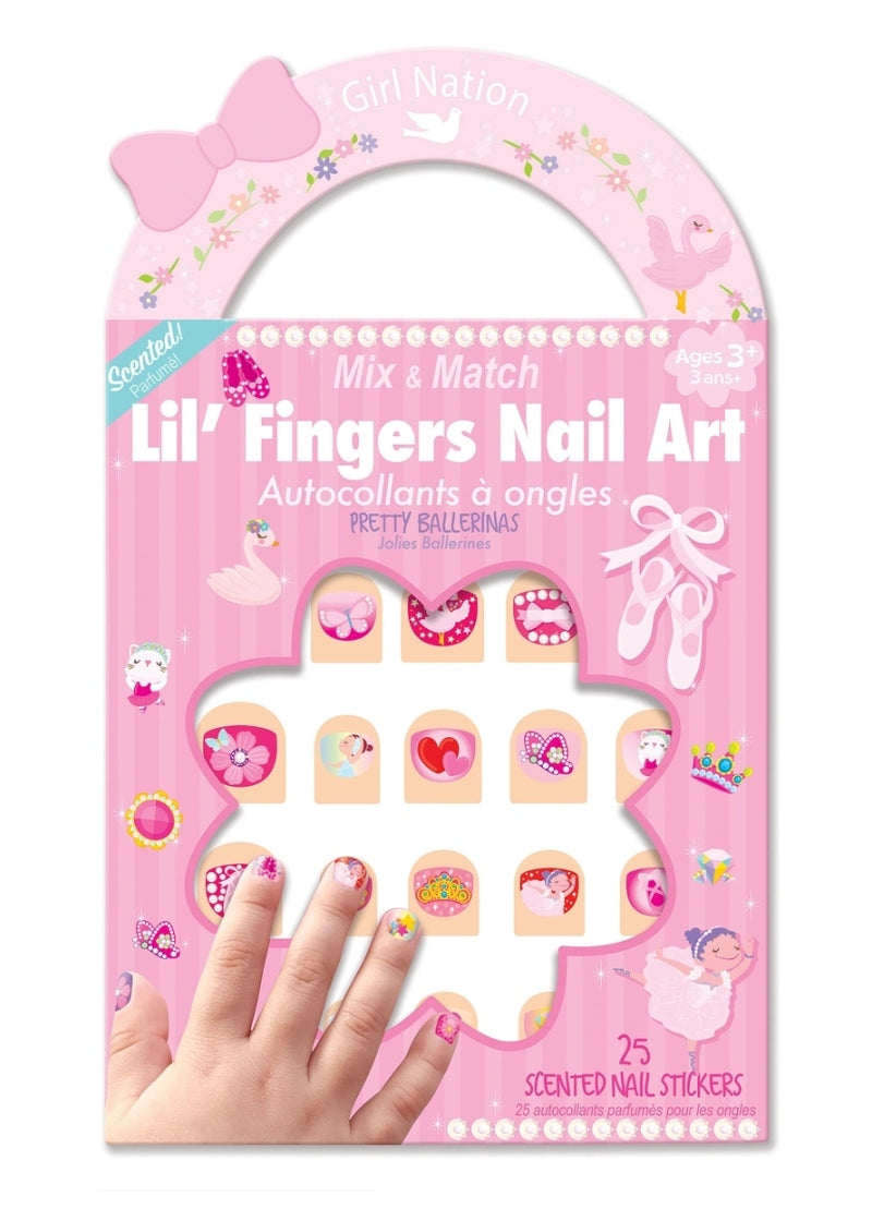 The Piggy Story J7224GS Ballet Bracelet and Nail Sticker Gift set with ballet-themed nail stickers of various sizes