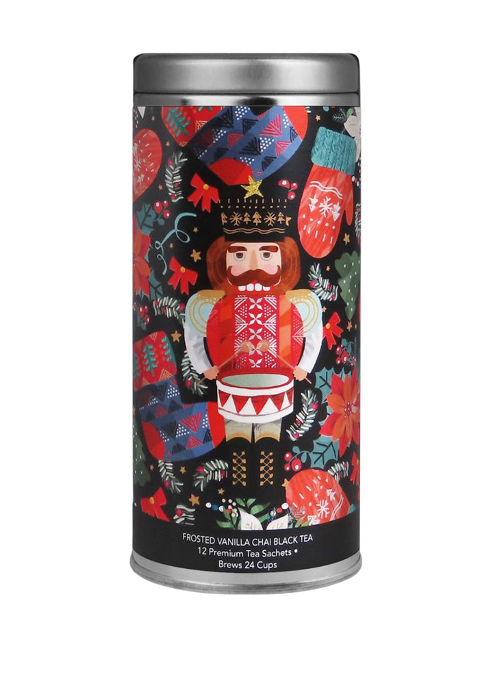 Can of tea in Nutcracker themed package.