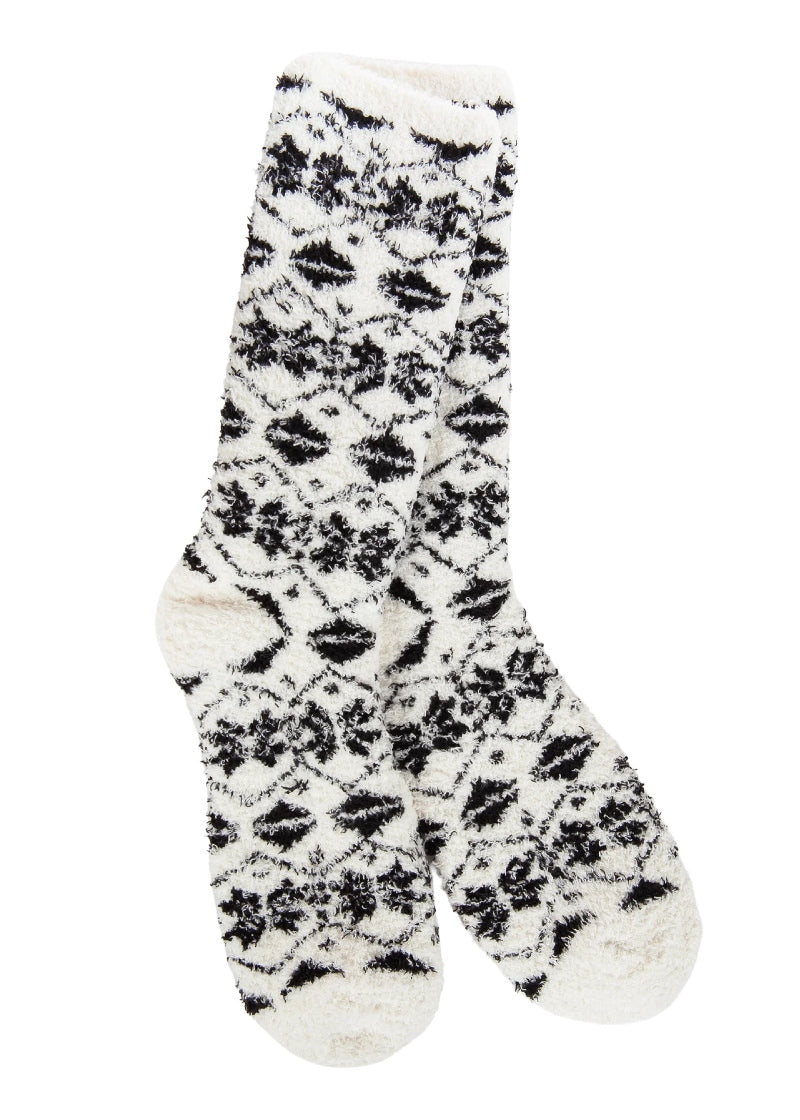 World's Softest WKPFIR Knit Pickin' Fireside Crew Socks in Cloud Fair Isle