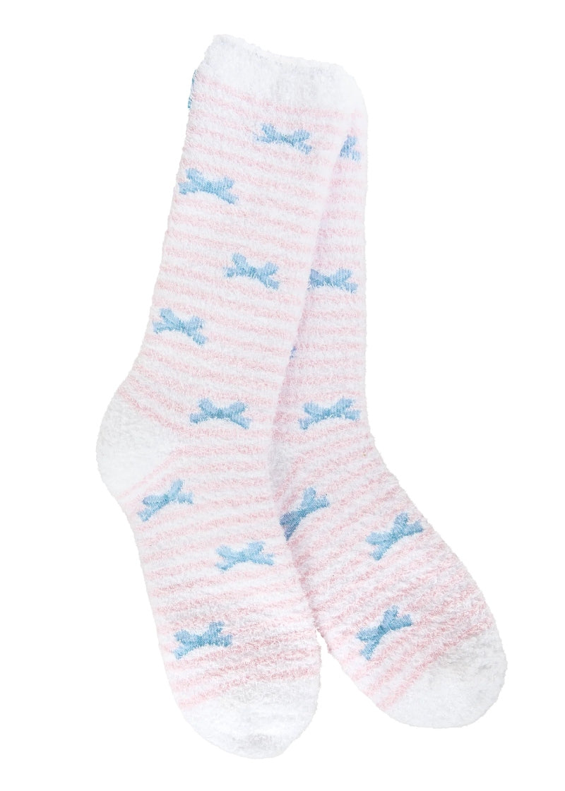 World's Softest WSCZCRW Cozy Crew Socks in Ribbon Stripe