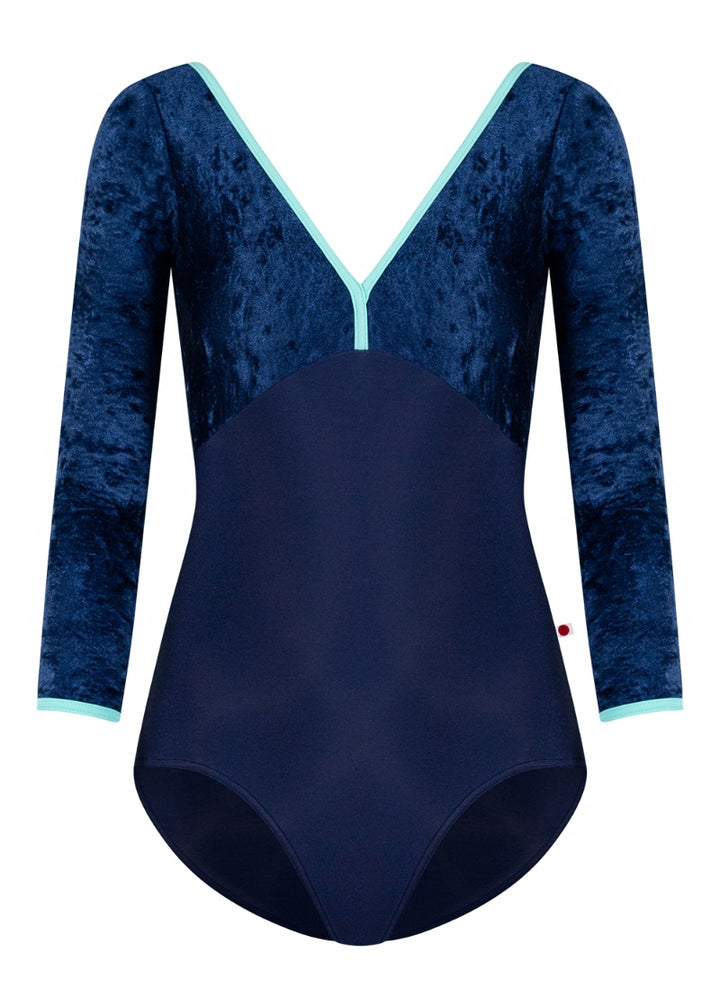 Alicia High-Cut 3/4 Sleeve Leotard (Dark Blue/Frozen)