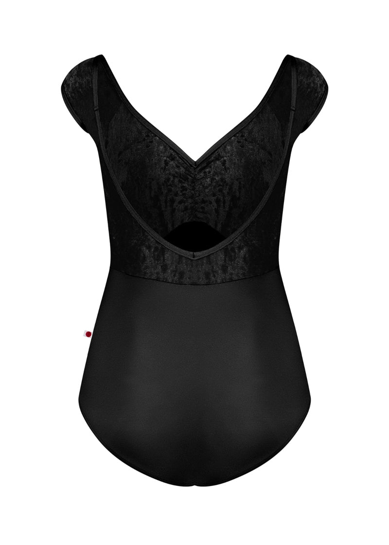 Elli Velvet Cap Sleeve Leotard (Black)