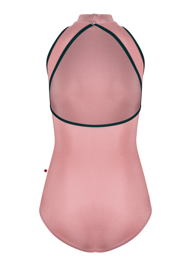 Noe High Neck Leotard (Antique Rose/Kale)