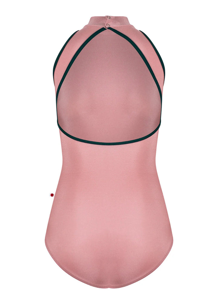 Noe High Neck Leotard (Antique Rose/Kale)