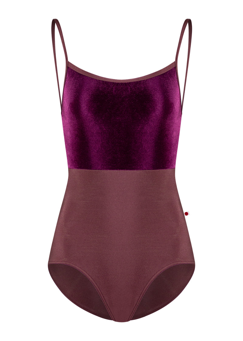 Yumiko Daniela camisole leotard in purple with velvet bodice.