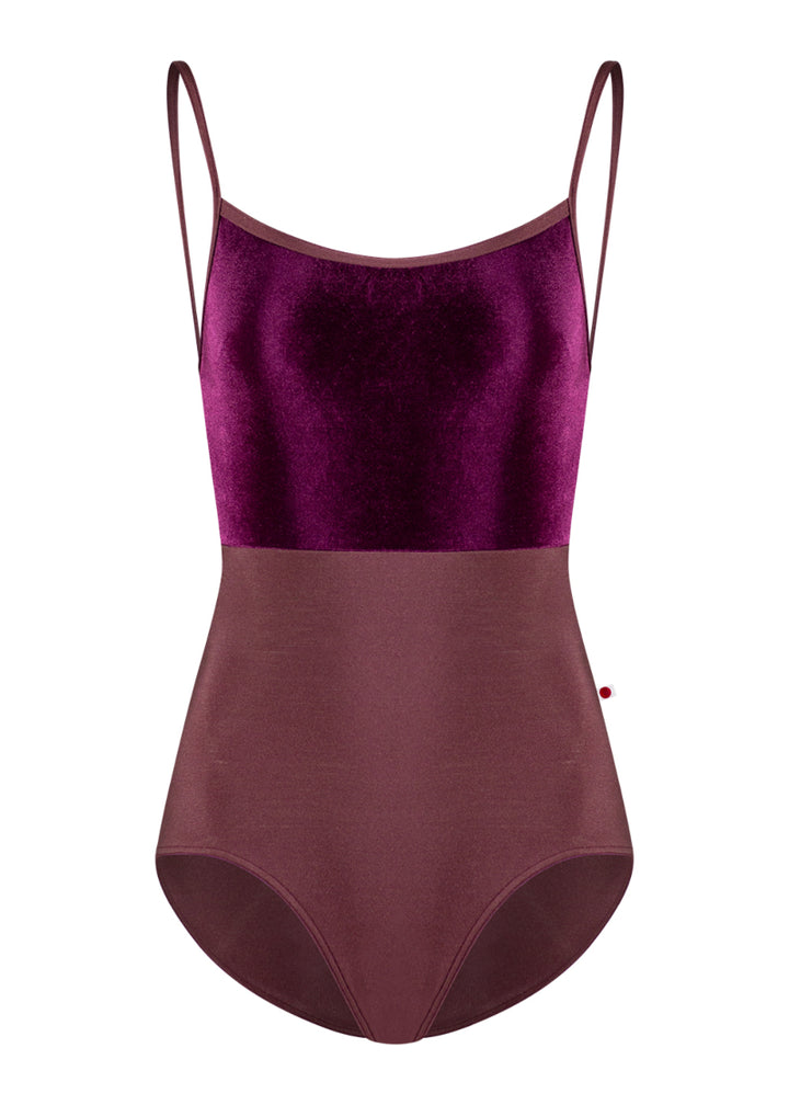 Yumiko Daniela camisole leotard in purple with velvet bodice.