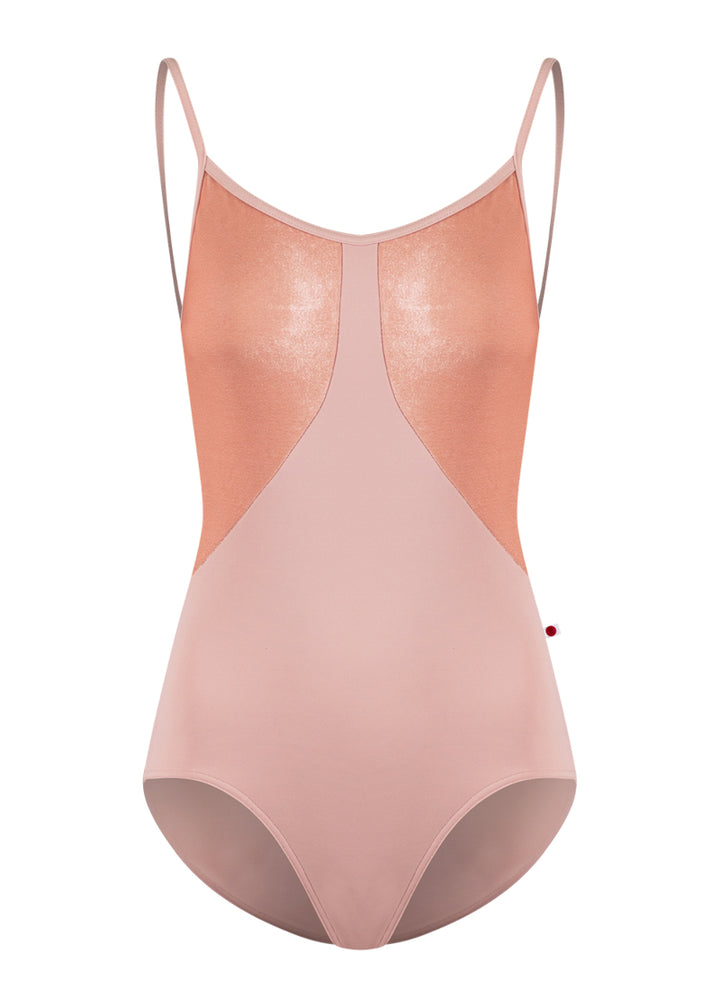 Yumiko Amanda camisole leotard in light pink with pink velvet bodice.