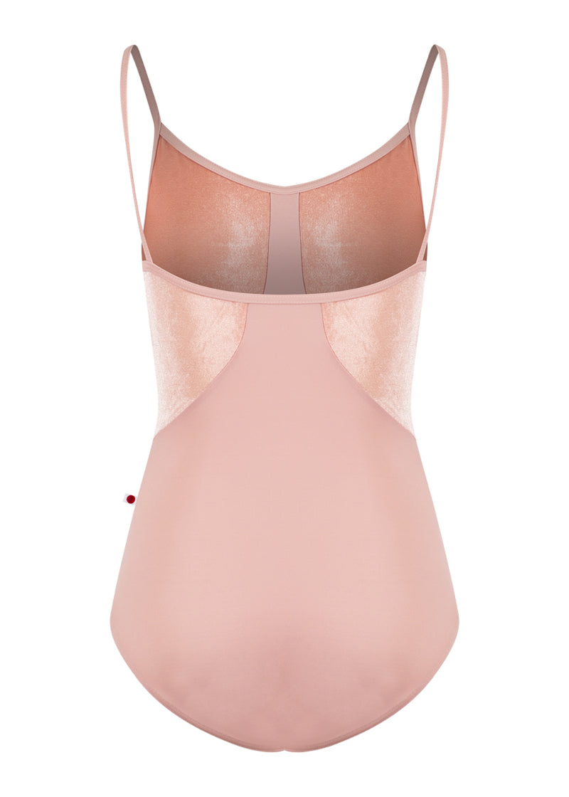 Yumiko Amanda camisole leotard in light pink with pink velvet bodice.