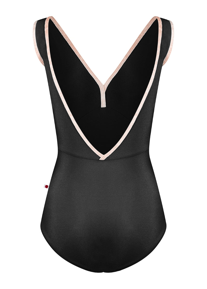 Yumiko Oct-26-01 Alicia tank leotard in Black with Misty Rose trim
