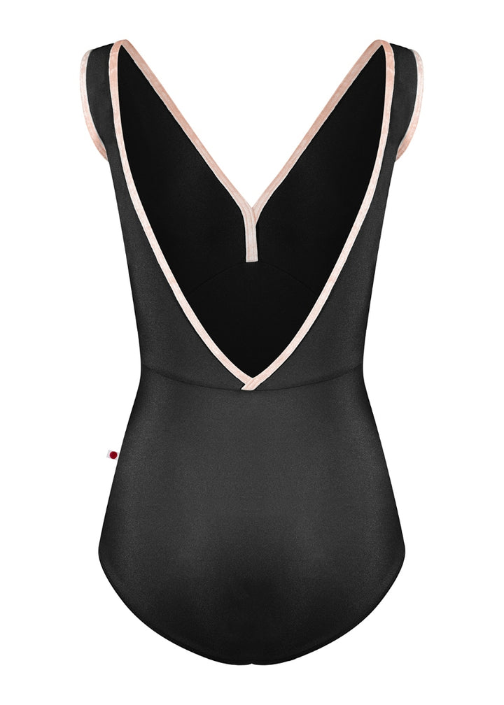 Yumiko Oct-26-01 Alicia tank leotard in Black with Misty Rose trim