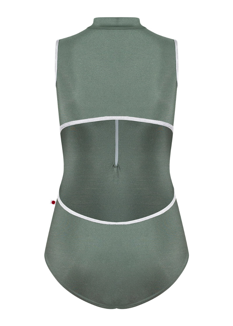 Charlotte High Neck Leotard (Sage/Silver)