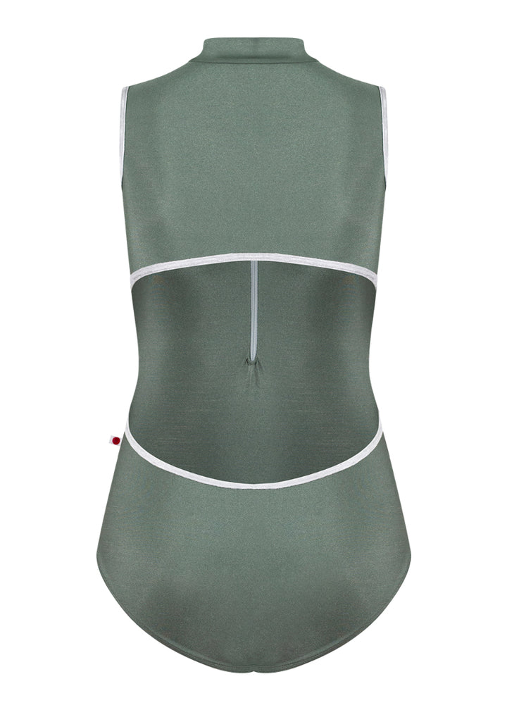 Charlotte High Neck Leotard (Sage/Silver)