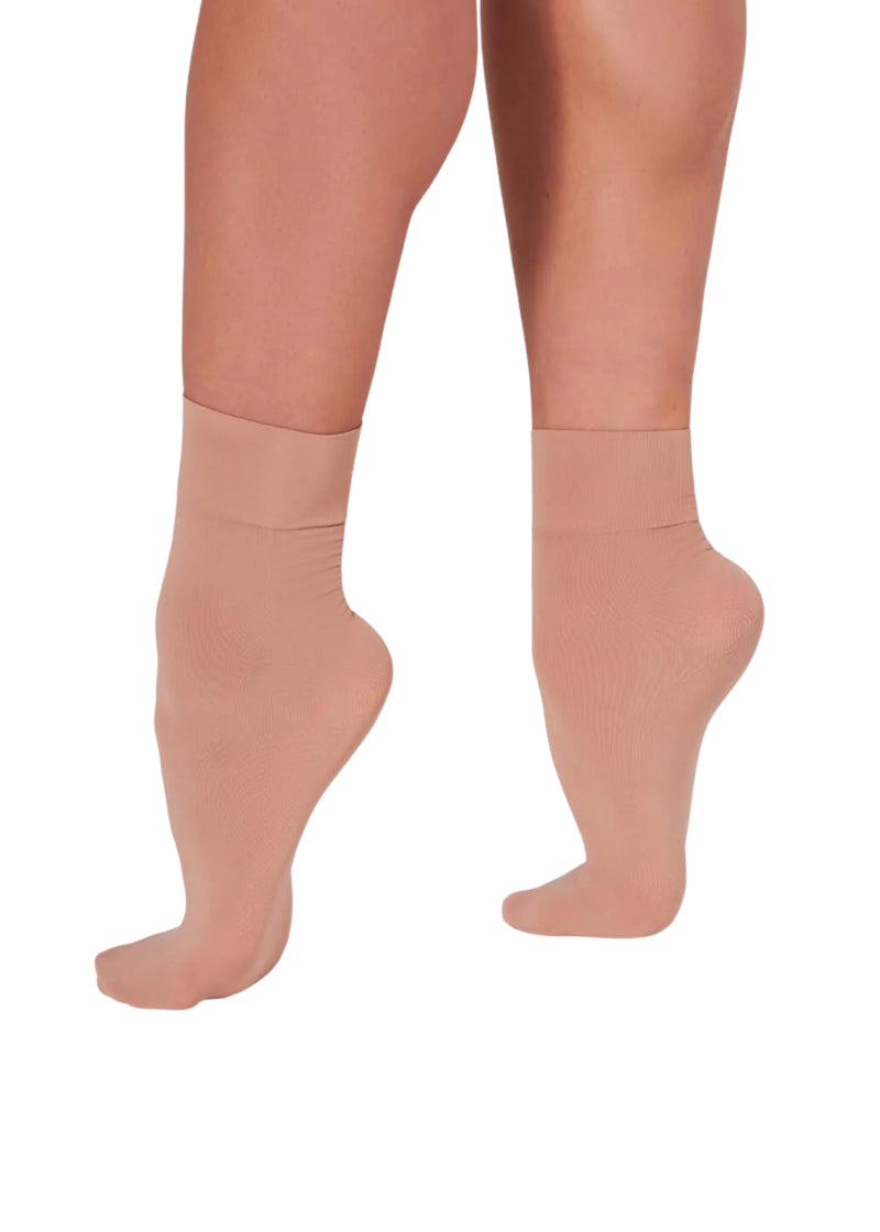 Capezio thin tan dance socks.