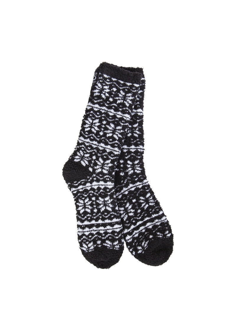 Cozy Winter Crew Socks (Fair Isle Black)