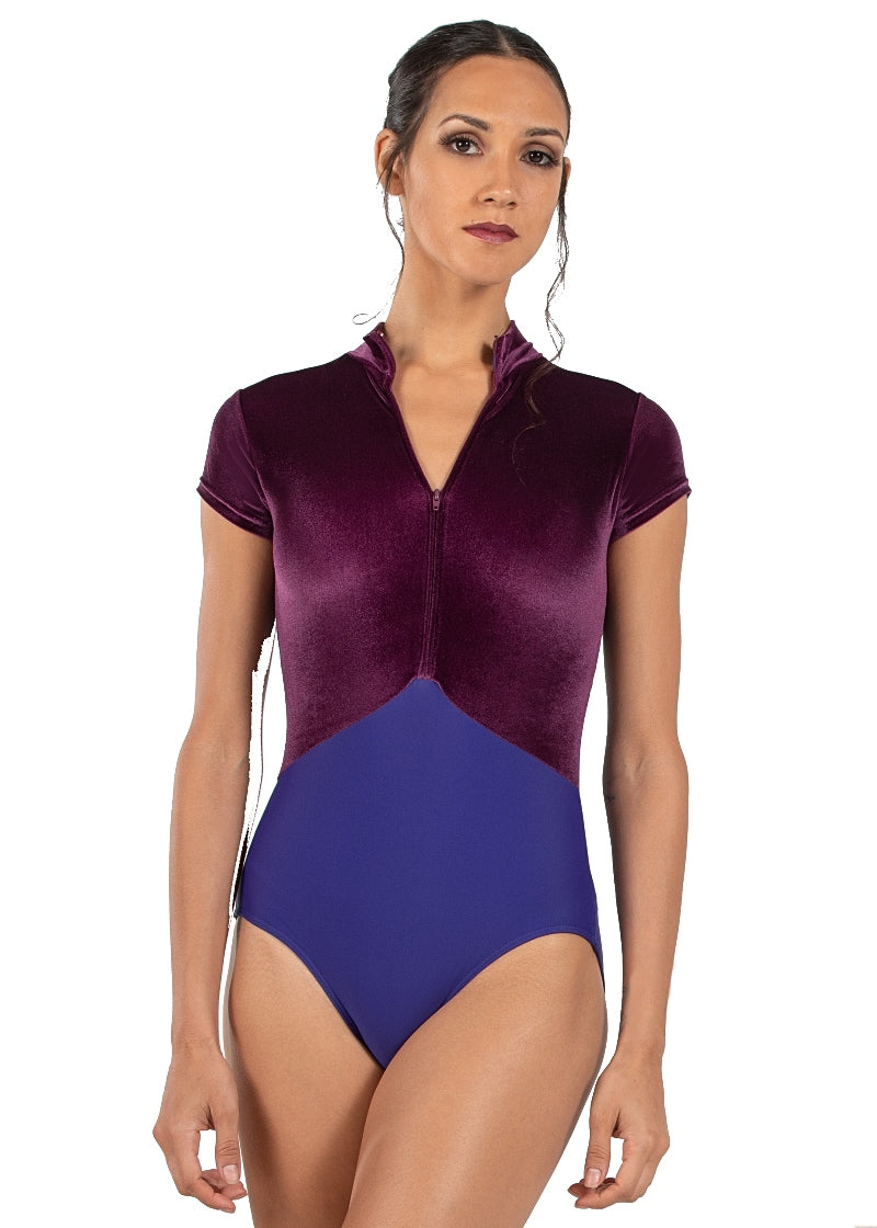 ON SALE Amandine Zip Front Lace Back Leotard