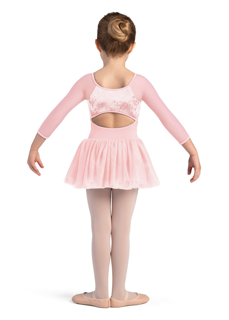 ON SALE Luxe Velvet 3/4 Sleeve Youth Tutu Dress (Candy Pink)