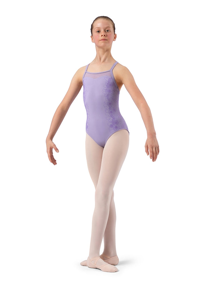 Lace Print Racerback Youth Camisole Leotard (Lilac)