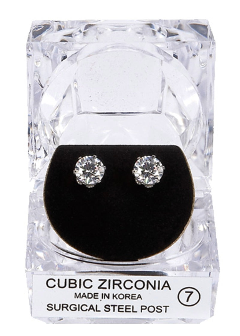 Large Cubic Zirconia Stud Earrings (8mm)