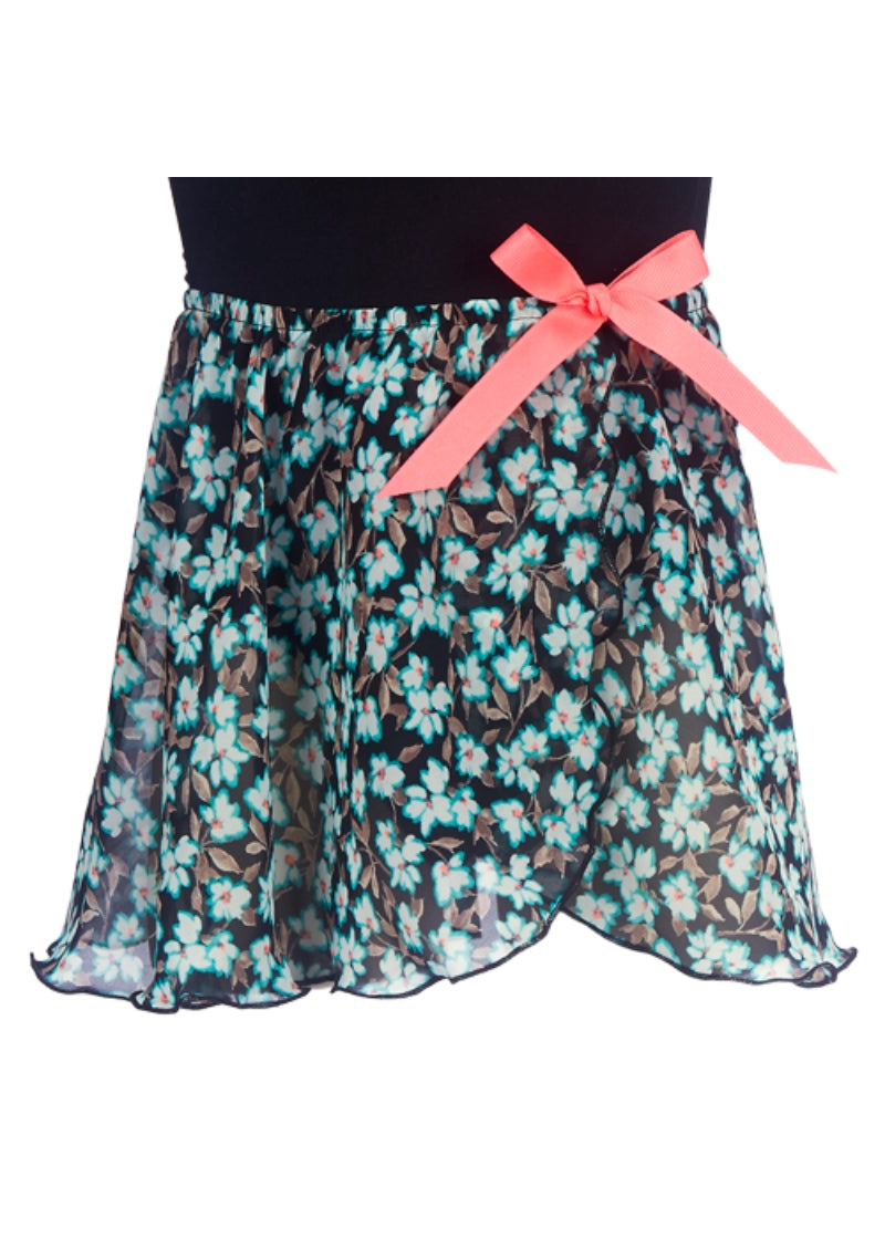 Blue Neon Floral Youth Pull-On Skirt