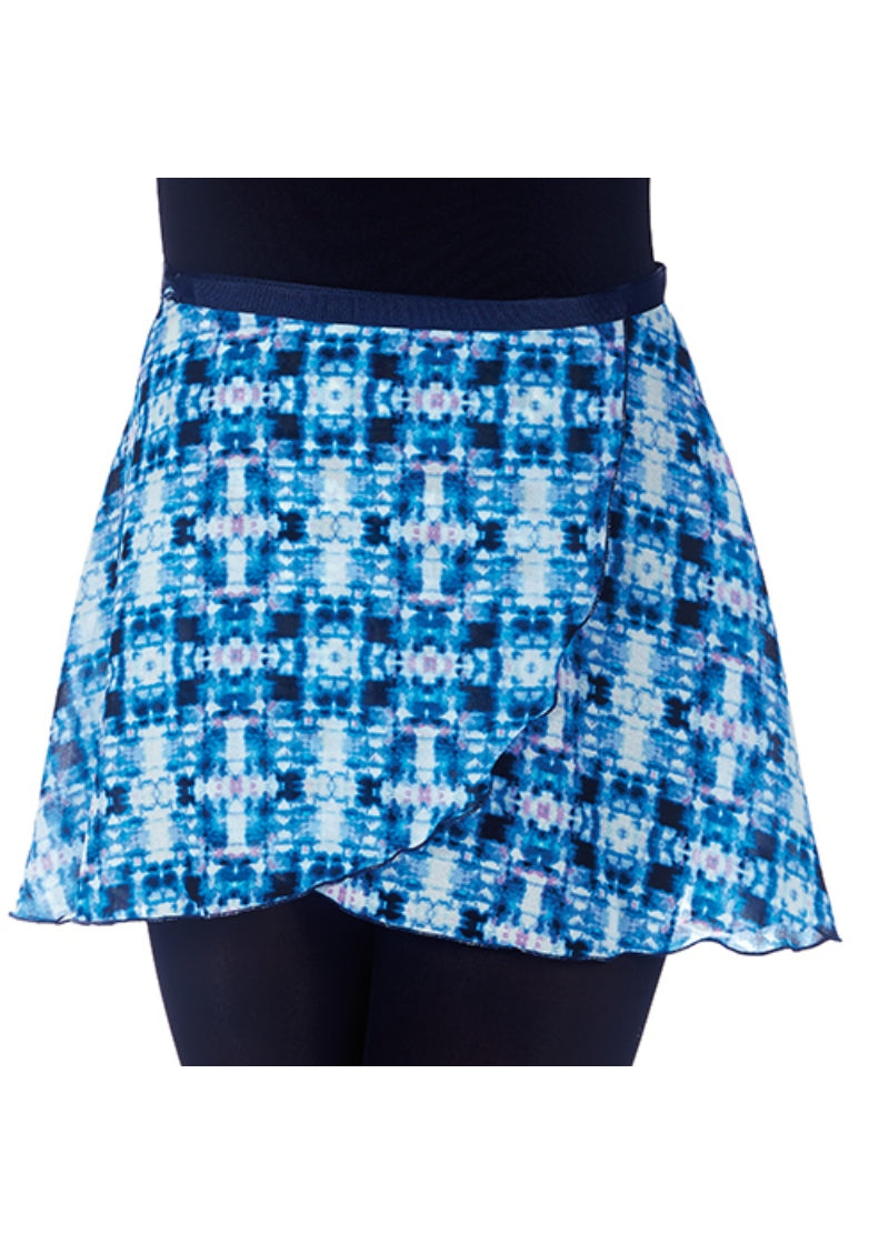 ON SALE Blue Tie-Dye Wrap Skirt (14" Hem)