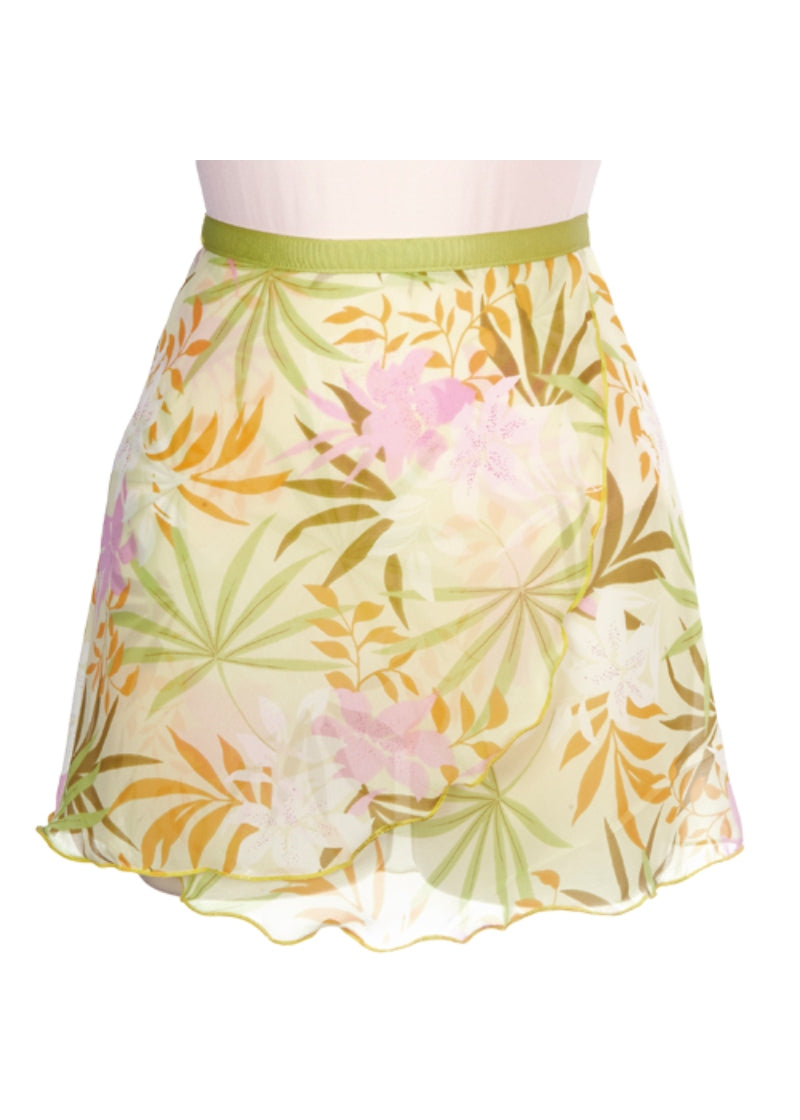 Spring Floral Print Wrap Skirt (14" Hem)