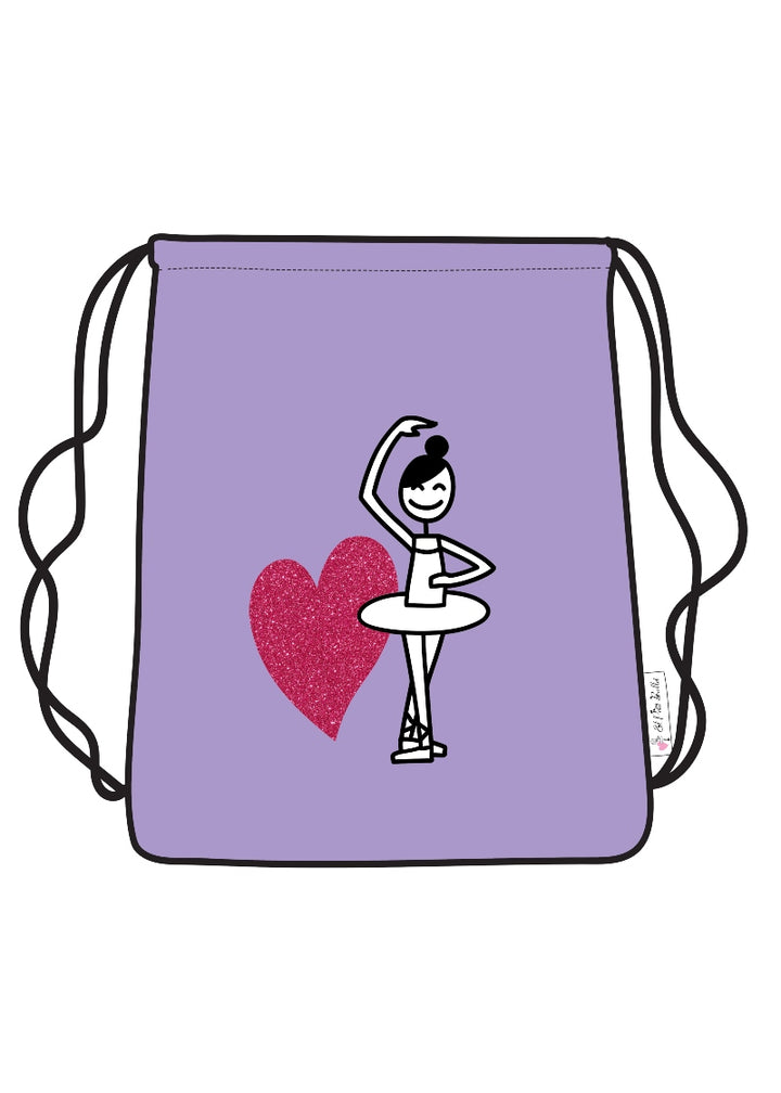 Heart Ballet Drawstring Backpack
