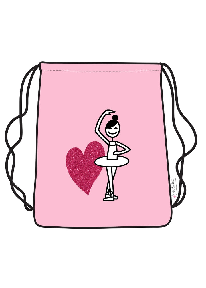 Heart Ballet Drawstring Backpack